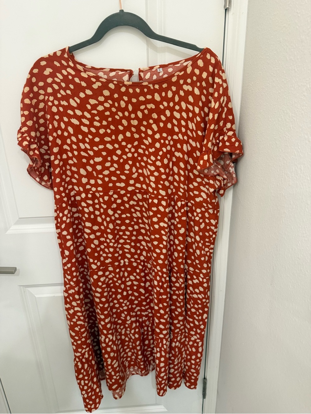 Casual Rust Dot Print Women's Dress